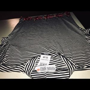 stripped shirt with flowers- brand new